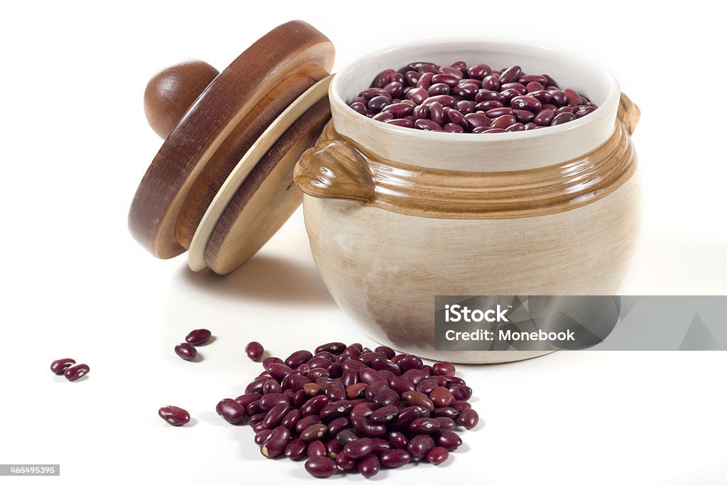 Red beans. Red beans in a bank isolated on white background. Adzuki Bean Stock Photo