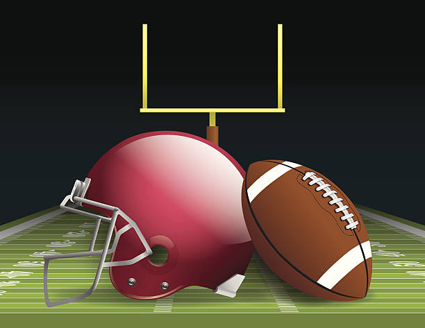 American Football Vector illustration of an american football helmet, ball, and field. EPS 10. File contains transparencies and gradient mesh. goal post stock illustrations