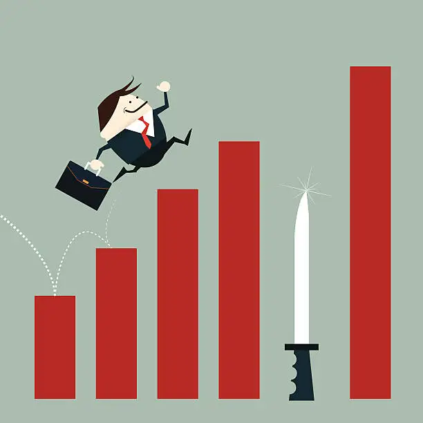Vector illustration of Businessman risk of investment mistakes