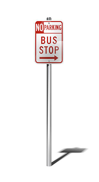 No parking bus stop sign (USA) with clipping path No parking bus stop sign with clipping path (sign and pole). CG-image. no parking sign photos stock pictures, royalty-free photos & images