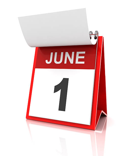 First of June calendar First of June calendar, 3d render june 1 stock pictures, royalty-free photos & images