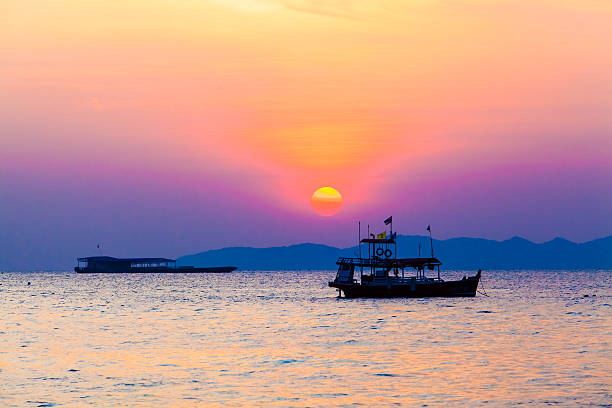 istock Fishing boats in sea harbor. 465498456