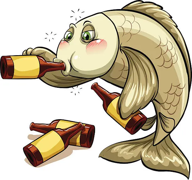 Vector illustration of Drunk fish