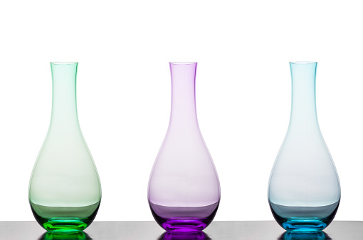 Colourful Vases Against a White Background