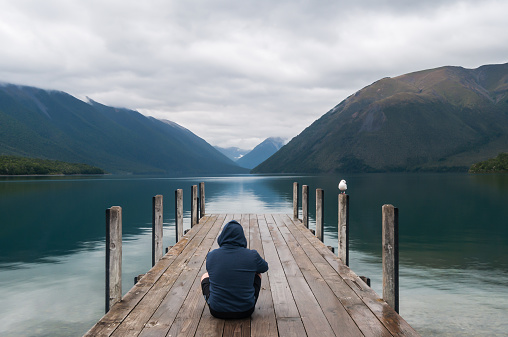 Tranquil scene at Nelson Lake National Park in the South Island of New Zealand
