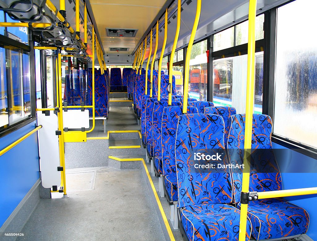 Interior of a city bus Interior of a modern city bus Bus Stock Photo