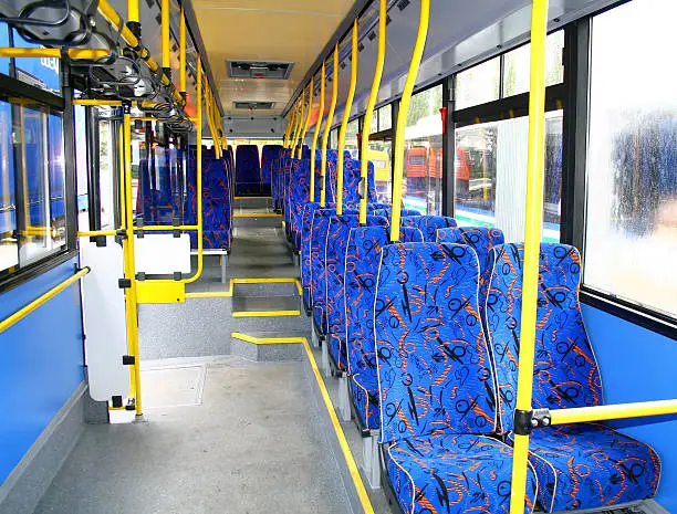 Interior of a modern city bus