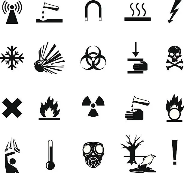 Vector illustration of Warning Hazard Icon Set