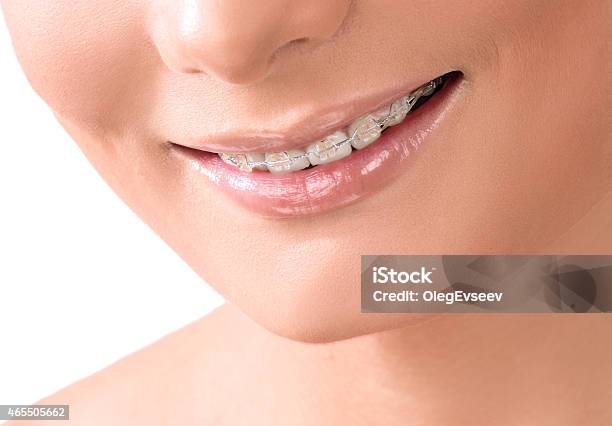 Healthy Smile Teeth Whitening Dental Care Concept Woman Smile Closeup Stock Photo - Download Image Now