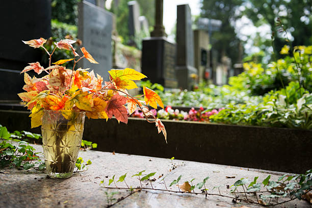 istock Colorful leaves in cemetery 465505737
