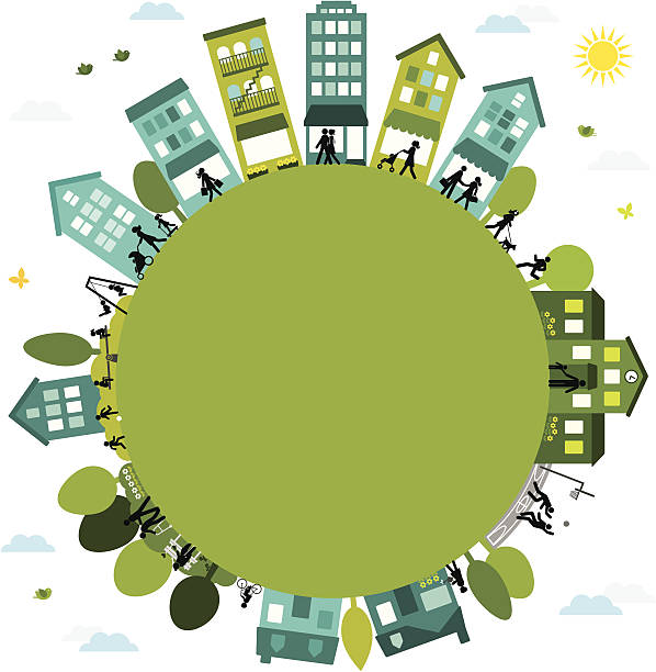 Active Community Dynamic and active community residential building illustrations stock illustrations