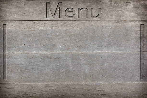 istock Wooden panel with the word 'Menu' carved into it 465508012