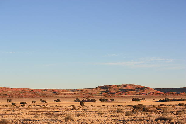 istock Sossusvlei, Jeep, Trip through the desert under blue sky, Namibia 465508234