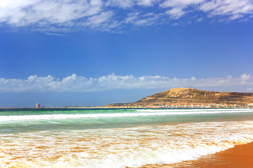 God, Fatherland, King caption on the Mountain in Agadir, Morocco.