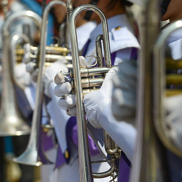 Marching Band trumpet stock photo