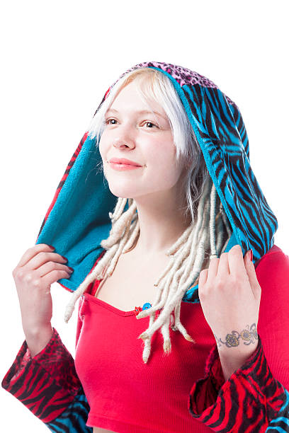 istock Blonde In A Red And Blue Cloak 465509881