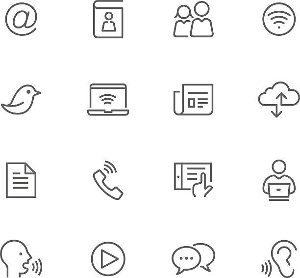 Icon Set, Communication Icon Set, Communication things on cyan background, made in adobe Illustrator (vector) bird quotes stock illustrations