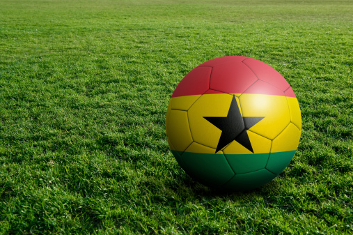 Soccer football ball with Ghana flag