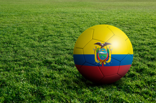 Soccer football ball with Ecuador flag