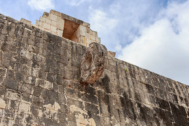 Chichen Itza Goal at Ball Court in Chichen Itza, Yucatan, Mexico ulama stock pictures, royalty-free photos & images