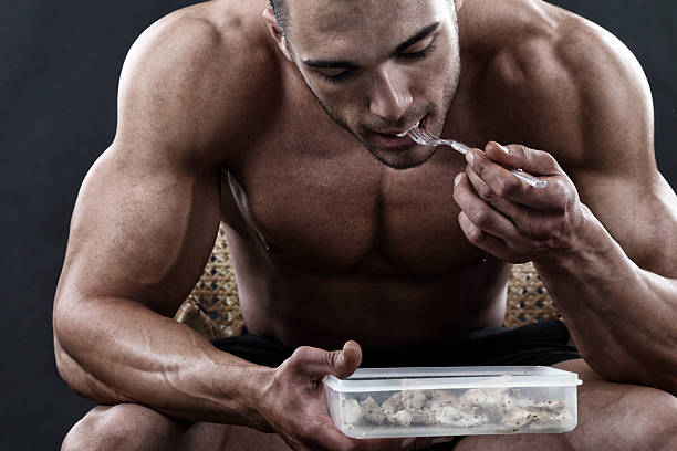美味しいお食事 - muscular build food healthy eating human muscle ストックフォトと画像