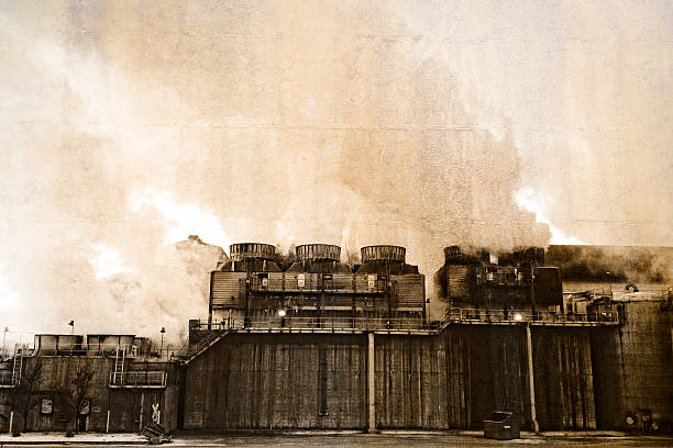 Polluted smoke coming out from industrial chimney