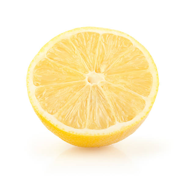 metade de limão sobre fundo branco - lemon textured peel portion - fotografias e filmes do acervo
