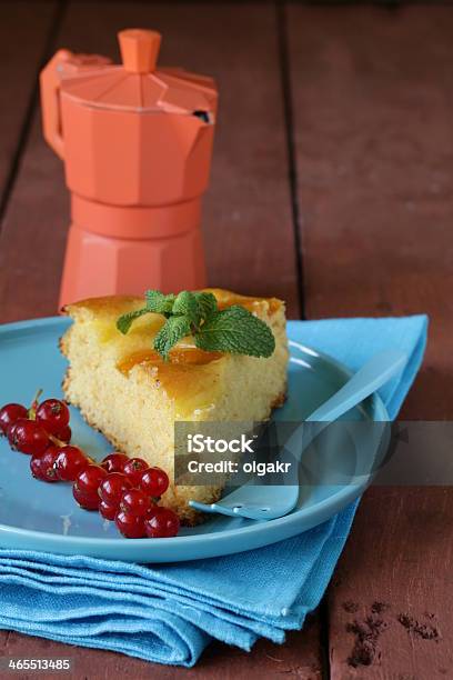 Piece Of Fruit Cake Pie Decorations Currant And Mint Stock Photo - Download Image Now