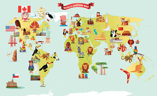 ilustrações, clipart, desenhos animados e ícones de desenho mapa do mundo - india map cartoon travel