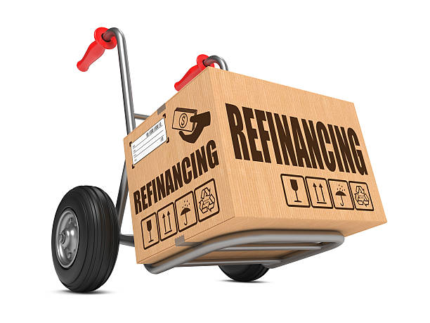istock Refinancing - Cardboard Box on Hand Truck. 465514007
