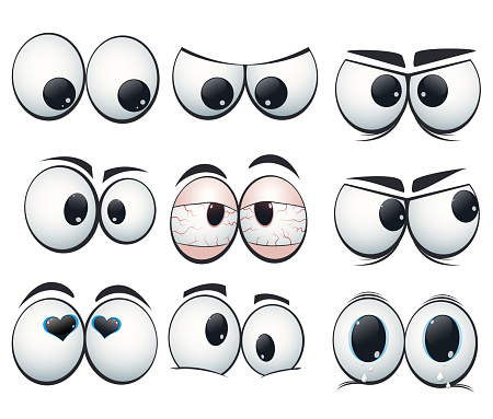 Cartoon expression eyes with different views. Illustration