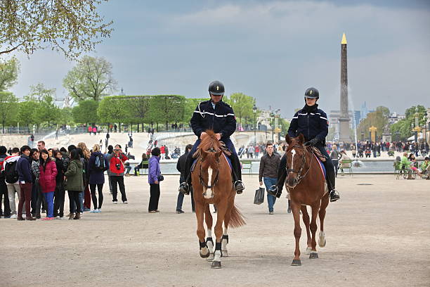 Paris, France - April 27, 2013: French police control the street, April  27, 2013, Paris , France.