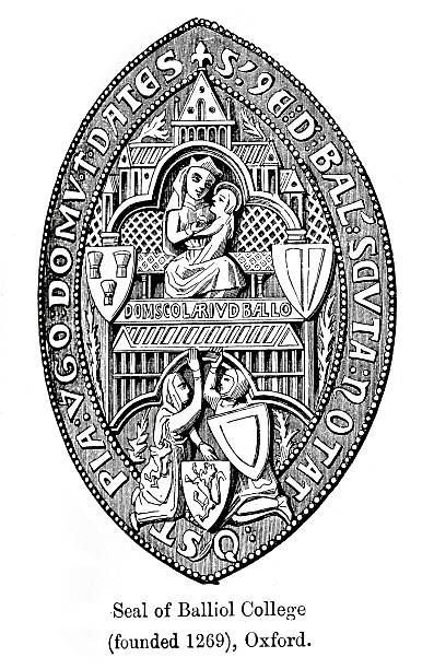 Seal of Balliol Collage, Oxford Seal of Balliol Collage, Oxford, 1269 oxfordshire stock illustrations