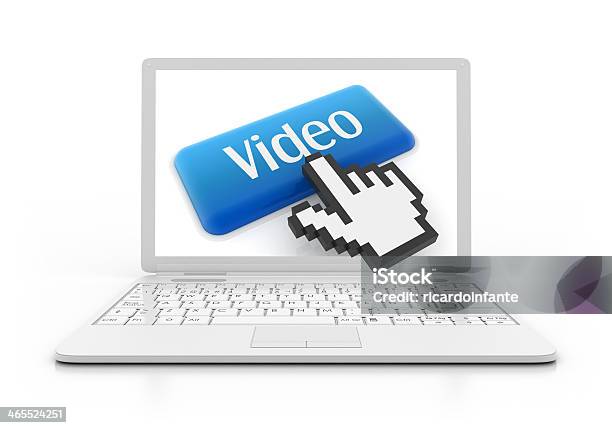 Photo libre de droit de 3 D Bouton De La Vidéo Pour Ordinateur Portable Avec La Main De Curseur banque d'images et plus d'images libres de droit de Chercher