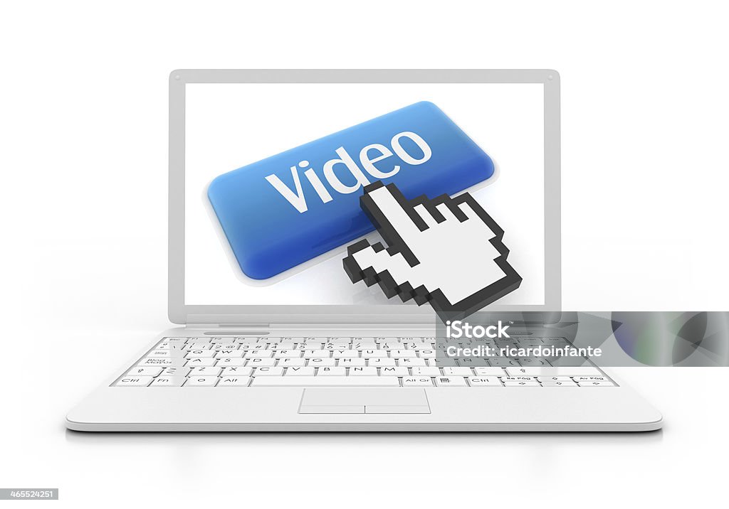 3 D laptopa-przycisk wideo ze strony Kursor - Zbiór zdjęć royalty-free (Bez ludzi)