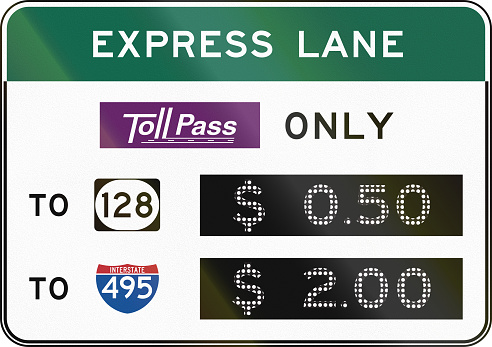 United States express lane, Tollpass only, with gives prices.
