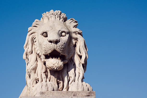 istock Lion statue at Chain Bridge in Budapest, Hungary 465528889