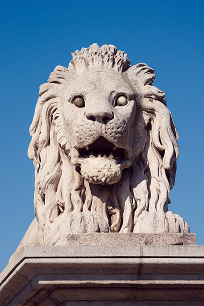 istock Lion statue at Chain Bridge in Budapest, Hungary 465528905