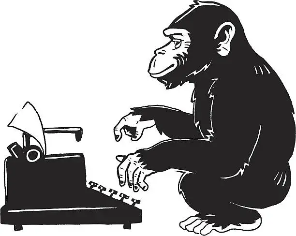 Vector illustration of monkey type writer