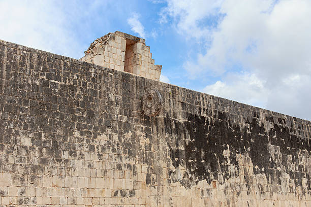 Chichen Itza Goal at Ball Court in Chichen Itza, Yucatan, Mexico ulama stock pictures, royalty-free photos & images