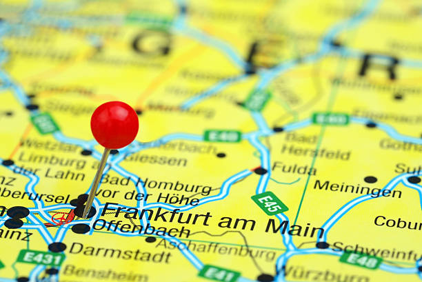 istock Frankfurt am Main pinned on a map of europe 465532572