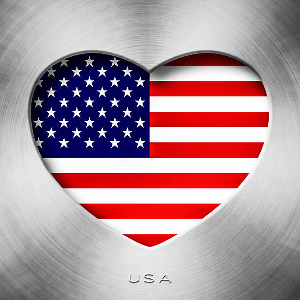 Brushed metal - USA Flag Heart