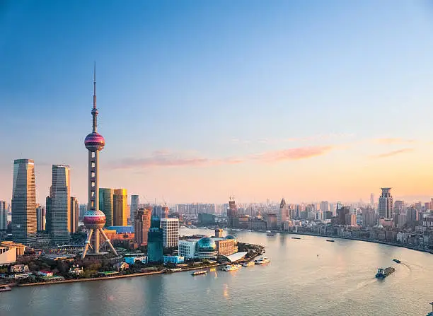beautiful shanghai in sunset, one of the most attractive cities in China