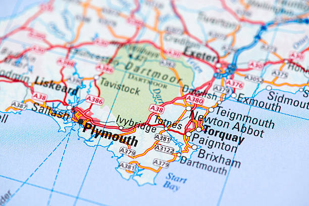 Plymouth Map of Plymouth.  torquay uk stock pictures, royalty-free photos & images