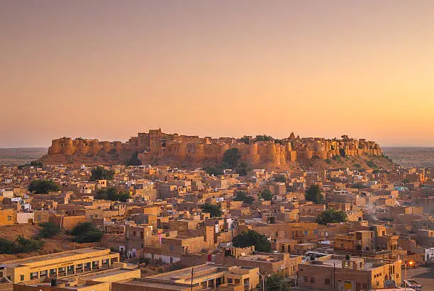 Jaisalmer Fort in sunset light, Rajasthan, India, Asia.