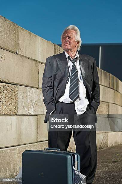 Depressed Senior Business Man With Suitcase Jobless On The Street Stock Photo - Download Image Now