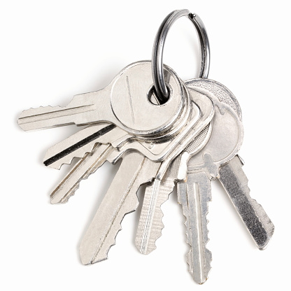 Bunch of keys on a white background