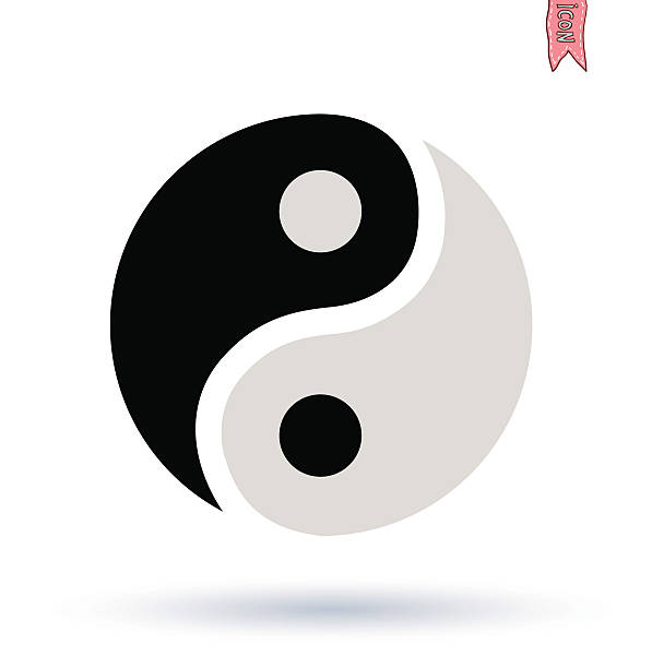 ilustraciones, imágenes clip art, dibujos animados e iconos de stock de símbolo de ying yang de vector silueta - feng