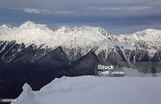 Beautiful Snowcapped Caucasus Mountains Stock Photo - Download Image Now - 2015, Horizontal, Krasnaya Polyana - Sochi