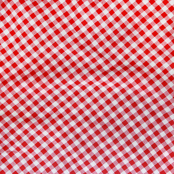 istock Background texture of a red and white checkered blanket. 465543035